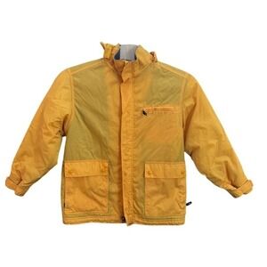 GH Bass & Co Mens Yellow Fleece Lined Nylon Windbreaker Jacket Small RN 84468